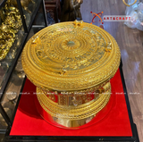  Quà Tặng Trống Đồng Đông Sơn đồng đỏ hoa văn nổi kích thước 25 x 19 cm 