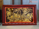  Quà Tặng Tranh Vinh Hoa Phú Quý đồng vàng thiếp điểm vàng điểm bạc kích thước 68 x 107 cm 