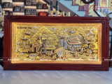  Quà Tân Gia Tranh đồng Cuội Nguồn Quê Hương kích thước 230x120cm dát tam khí - Khung gỗ Hương đỏ 