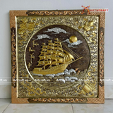  Quà Tặng Khai Trương Tranh đồng Thuận Buồm Xuôi Gió kích thước 90x90cm dát tam khí 