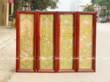  Quà Tặng Tranh Tứ Quý đồng vàng nền nhũ hồng dát vàng bạc kích thước 127x40cm 