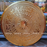  Quà Tặng Đối Tác Tranh Trống Đồng đường kính 100cm đồng vàng hoạ tiết thúc nổi dát vàng 14K 