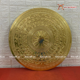  Quà Tặng Đối Tác Tranh Trống Đồng đường kính 120cm đồng vàng hoạ tiết thúc nổi dát vàng 14K 