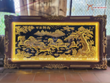  Quà Tân Gia Tranh đồng Mã Đáo Thành Công kích thước 170x90cm vẽ nền đen dát vàng 