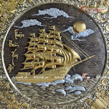  Quà Tặng Khai Trương Tranh đồng Thuận Buồm Xuôi Gió kích thước 90x90cm dát tam khí 