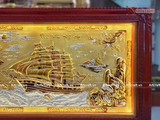  Quà Tặng Khai Trương Tranh đồng Thuận Buồm Xuôi Gió kích thước 230x120cm dát tam khí - Khung Hương đỏ 