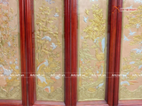  Quà Tặng Tranh Tứ Quý đồng vàng nền nhũ hồng dát vàng bạc kích thước 127x40cm 