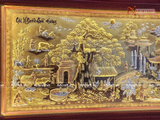  Quà Tân Gia Tranh đồng Cuội Nguồn Quê Hương kích thước 230x120cm dát tam khí - Khung gỗ Hương đỏ 