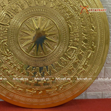  Quà Tặng Đối Tác Tranh Trống Đồng đường kính 120cm đồng vàng hoạ tiết thúc nổi dát vàng 14K 