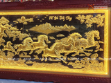  Quà Tân Gia Tranh đồng Mã Đáo Thành Công kích thước 170x90cm vẽ nền đen dát vàng 