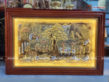  Quà Tặng Tranh Vinh Quy Bái Tổ đồng vàng dát tam khí kích thước 115x75cm 