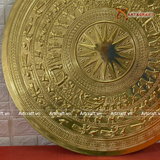  Quà Tặng Đối Tác Tranh Trống Đồng đường kính 120cm đồng vàng hoạ tiết thúc nổi dát vàng 14K 