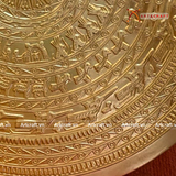  Quà Tặng Đối Tác Tranh Trống Đồng đường kính 81 cm đồng đỏ hoạ tiết đúc nổi dát vàng 14K 