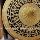  Quà Tặng Đối Tác Tranh Trống Đồng đường kính 100cm đồng vàng hoạ tiết thúc nổi dát vàng 