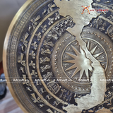  Quà Tặng Đối Tác Tranh Trống Đồng đường kính 81cm đồng vàng hoạ tiết thúc nổi màu hun nâu giả cổ 