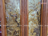  Quà Tặng Tranh Tứ Quý đồng vàng nền xước dát tam khí kích thước 120x40cm 
