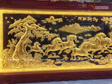  Quà Tân Gia Tranh đồng Mã Đáo Thành Công kích thước 170x90cm vẽ nền đen dát vàng 