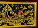  Quà Tân Gia Tranh đồng Cuội Nguồn Quê Hương kích thước 170x90cm nền đen màu mộc 