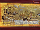  Quà Tặng Khai Trương Tranh đồng Thuận Buồm Xuôi Gió kích thước 230x120cm dát tam khí - Khung Hương đỏ 
