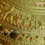  Quà Tặng Đối Tác Tranh Trống Đồng đường kính 81cm đồng vàng hoạ tiết thúc nổi dát vàng 14K 