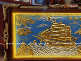  Quà Tặng Khai Trương Tranh đồng Thuận Buồm Xuôi Gió kích thước 170x90cm nền xanh dát tam khí 