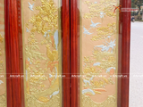  Quà Tặng Tranh Tứ Quý đồng vàng nền nhũ hồng dát vàng bạc kích thước 127x40cm 