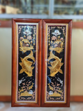  Quà Tặng Phong Thủy Tranh Cá Chép Trông Trăng dát tam khí kích thước 120 x 40 cm 