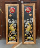  Quà Tặng Phong Thủy Tranh Cá Chép Trông Trăng đồng đỏ dát tam khí kích thước 120 x 40 cm 