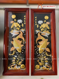  Quà Tặng Phong Thủy Tranh Cá Chép Trông Trăng dát tam khí kích thước 100 x 40 cm 