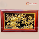  Quà Tặng Tranh Vinh Hoa Phú Quý mạ vàng 24k kích thước 88 x 155 cm 