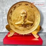  Quà Tặng Tranh Bác Hồ chiều cao 23 cm mạ vàng 24k 