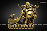  Quà Tặng Sếp Tượng Di Lặc kéo bị đồng vàng 32 x 28 cm 