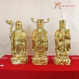  Quà Tặng Phong Thủy Tượng Phúc Lộc Thọ đồng vàng cao 32cm 