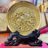  Quà Tặng Sếp Tranh Cá Chép Hóa Rồng dát vàng đường kính 19 cm 