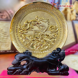  Quà Tặng Sếp Tranh Cá Chép Hóa Rồng dát vàng đường kính 19 cm 