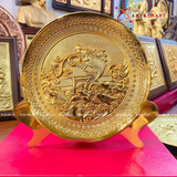  Quà Tặng Sếp Tranh Cá Chép Hóa Rồng dát vàng 24K đường kính 19 cm 