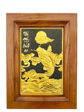  Quà Tặng Sếp Tranh Cá Chép Hóa Rồng mạ vàng 24k kích thước 28 x 38 cm 