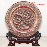  Quà Tặng Sếp Tranh Quạt Cửu Ngư Quần Hội đồng đỏ đường kính 35 cm cao 41 cm 