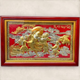  Quà Mừng Thọ Tranh Mừng Thọ kích thước 68 x 107 cm dát bạc dát vàng 24k 