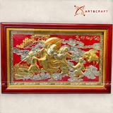  Quà Mừng Thọ Tranh Mừng Thọ kích thước 68 x 107 cm dát bạc dát vàng 24k 