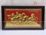  Quà Tân Gia Tranh đồng Mã Đáo Thành Công mạ vàng kích thước 92 x 53 cm 