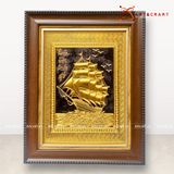  Quà Tặng Khai Trương Tranh đồng Thuận Buồm Xuôi Gió kích thước 28 x 34cm mạ vàng 24K 