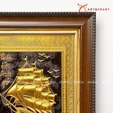  Quà Tặng Khai Trương Tranh đồng Thuận Buồm Xuôi Gió kích thước 28 x 34cm mạ vàng 24K 