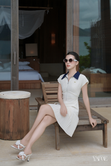 Váy xếp ly ngắn chiết ly eo nan quạt YAME YV697