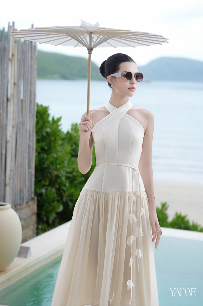 Váy Tafta phối tơ cổ yếm YAME YV694