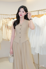 Set đũi gile cổ V phối quần suông YAME YS685