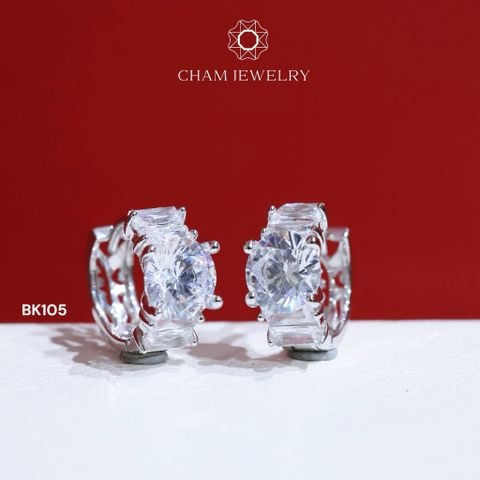 Hoa Tai CHAM JEWELRY BK105, Khoen Tròn Chủ 6mm ( Barcode TBK262).