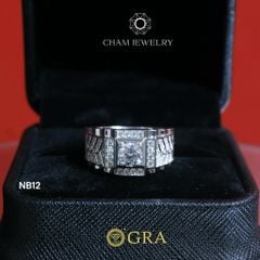 Nhẫn Nam NB12 CHAM JEWELRY, Chủ 5.4mm Full Moissanite Cao Cấp (Barcode ONNA41)
