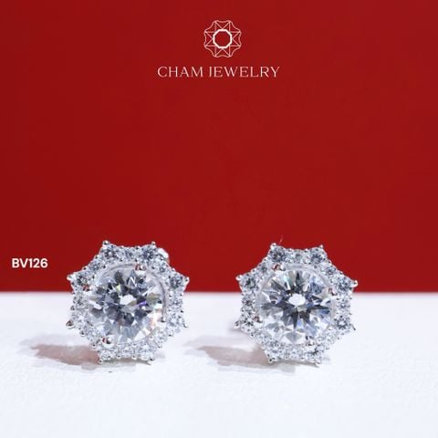 Hoa Tai CHAM JEWELRY BV126 , Bông Tròn Tia Chủ 5mm ( Barcode TBV392).
