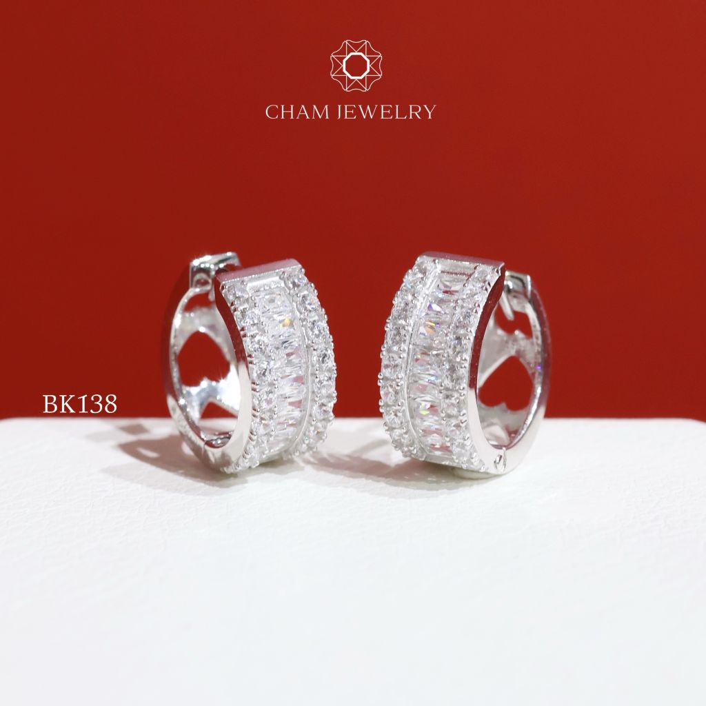 Hoa Tai BK138 CHAM JEWELRY, Hoa Tai Khoen Bản 6.0mm (Barcode TBK204).